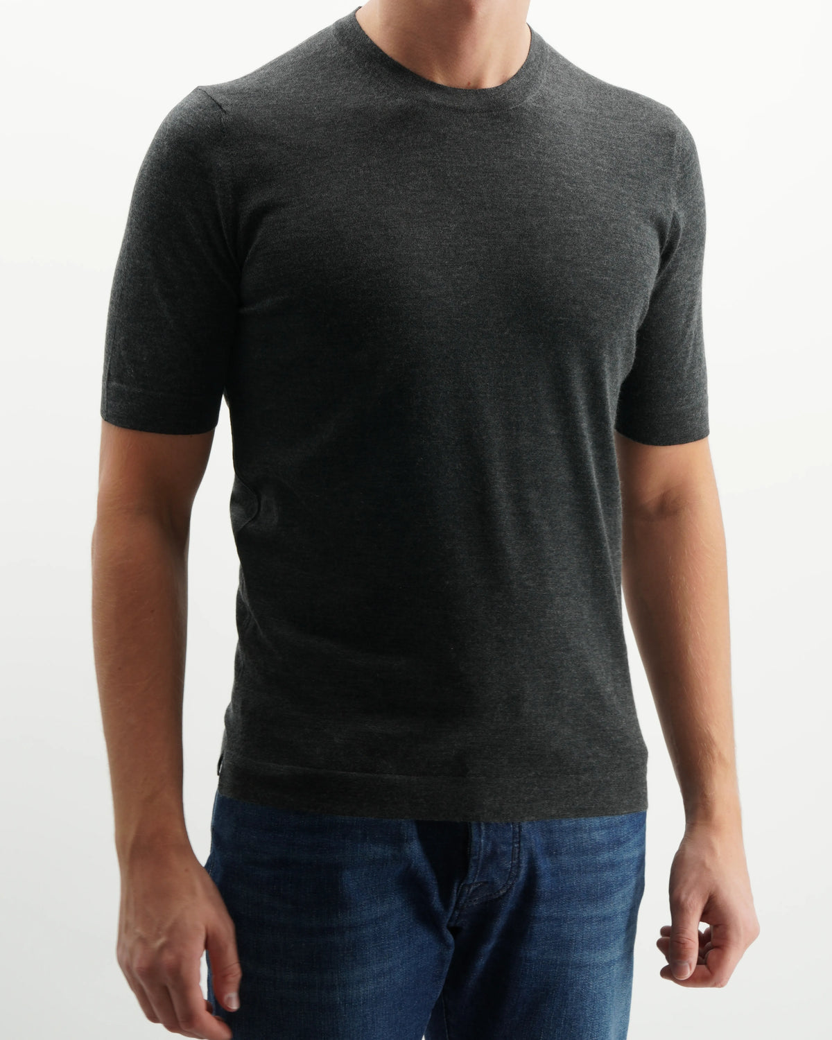 Gran Sasso Knitted T-Shirt Cashmere Silk Grey