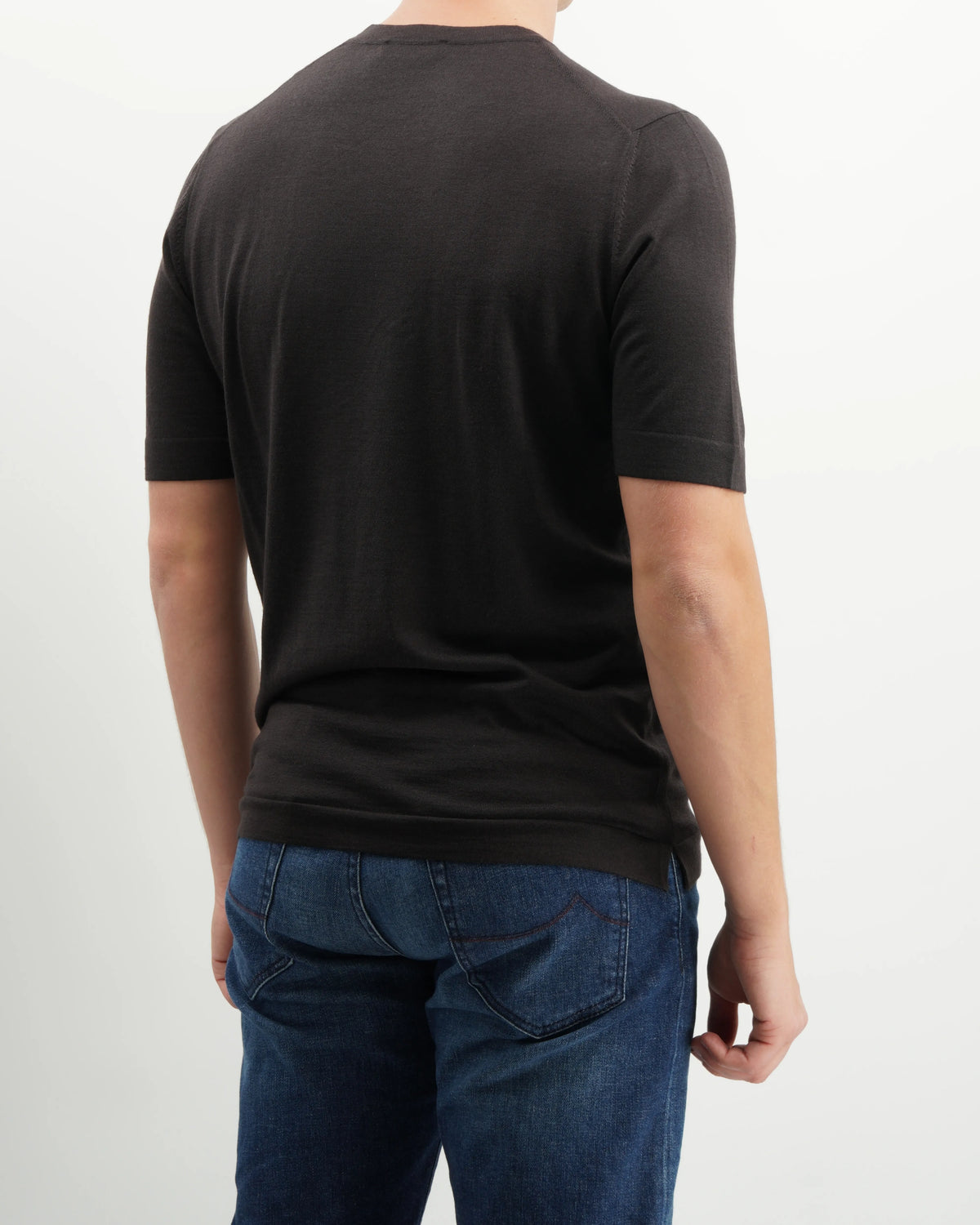 Gran Sasso Knitted T-Shirt Cashmere Silk Dark Brown