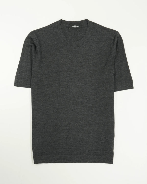 Gran Sasso Knitted T-Shirt Cashmere Silk Grey