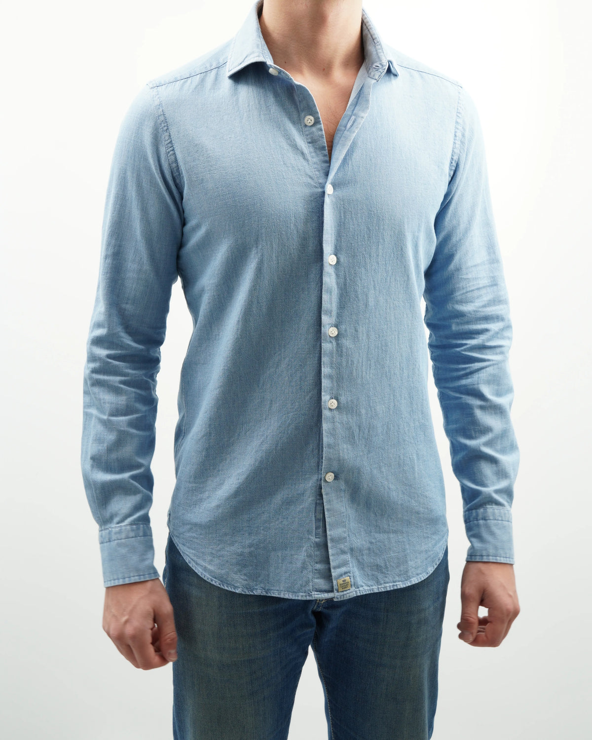 Sonrisa Shirt Denim Pure Cotton Light Blue