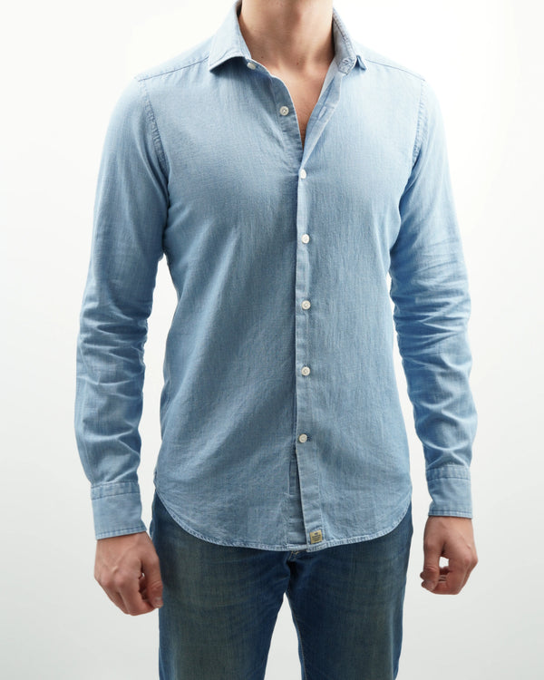 Sonrisa Shirt Denim Pure Cotton Light Blue