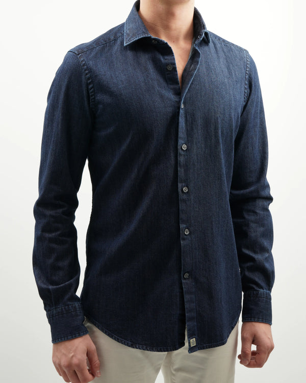 Sonrisa Shirt Denim Pure Cotton Dark Blue
