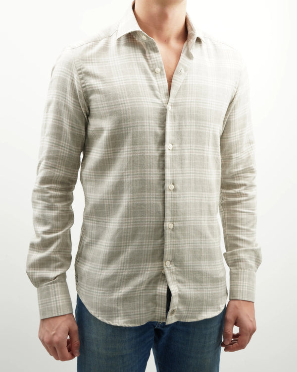 Sonrisa Shirt Fine Flannel Check Green Grey