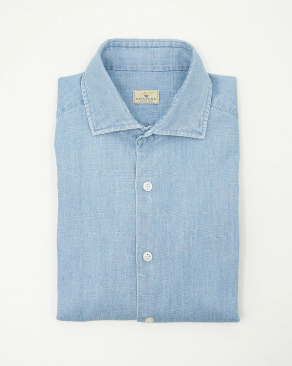 Sonrisa Shirt Denim Pure Cotton Light Blue
