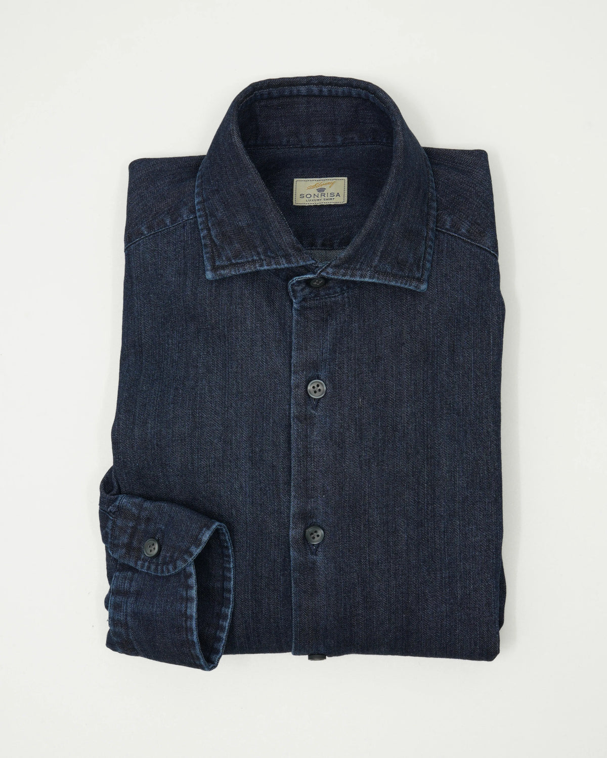Sonrisa Shirt Denim Pure Cotton Dark Blue
