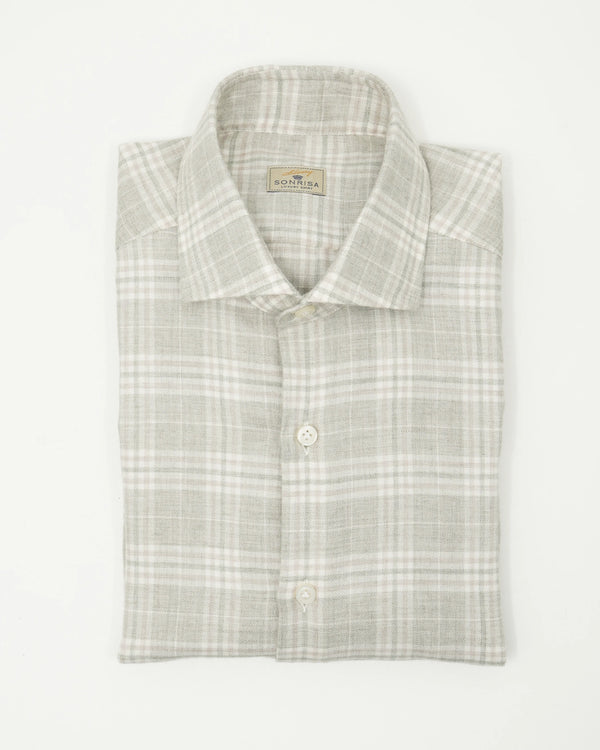 Sonrisa Shirt Fine Flannel Check Green Grey