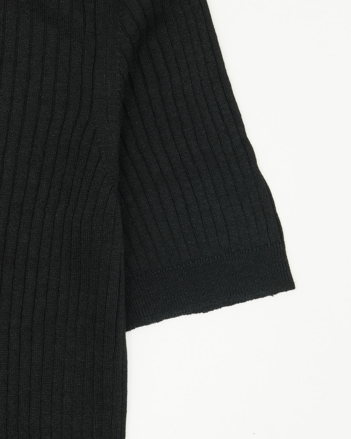 Gran Sasso Polo Shirt Linen Cotton Ribbed Black
