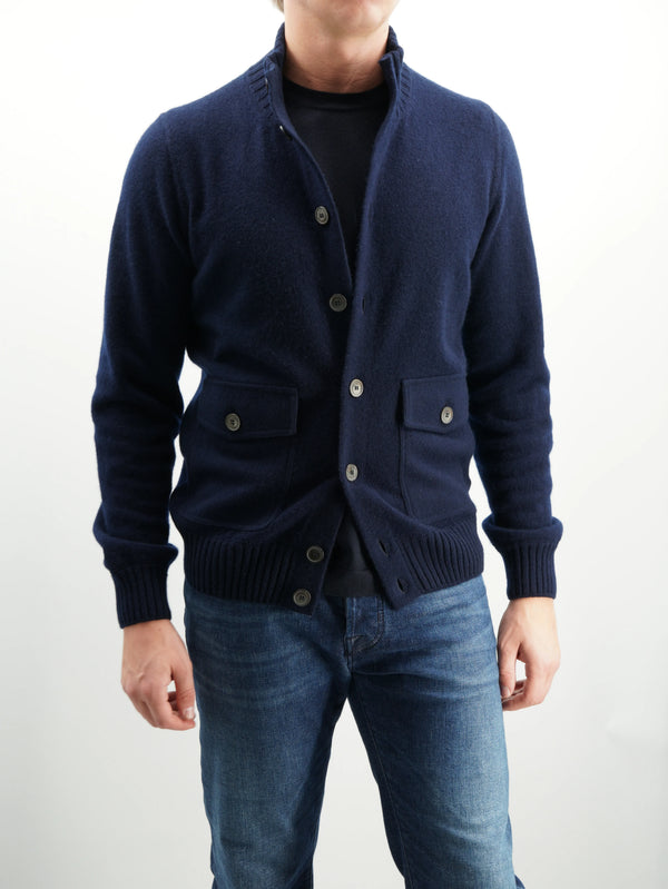 Gran Sasso Cardigan Felted Cashmere Navy