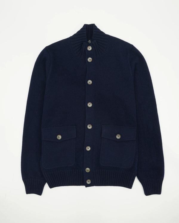 Gran Sasso Cardigan Felted Cashmere Navy