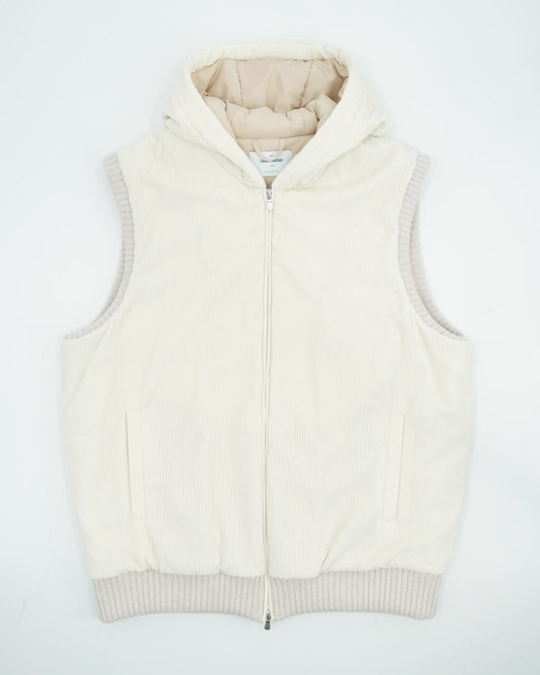 Gran Sasso Hooded Vest Corduroy Off White