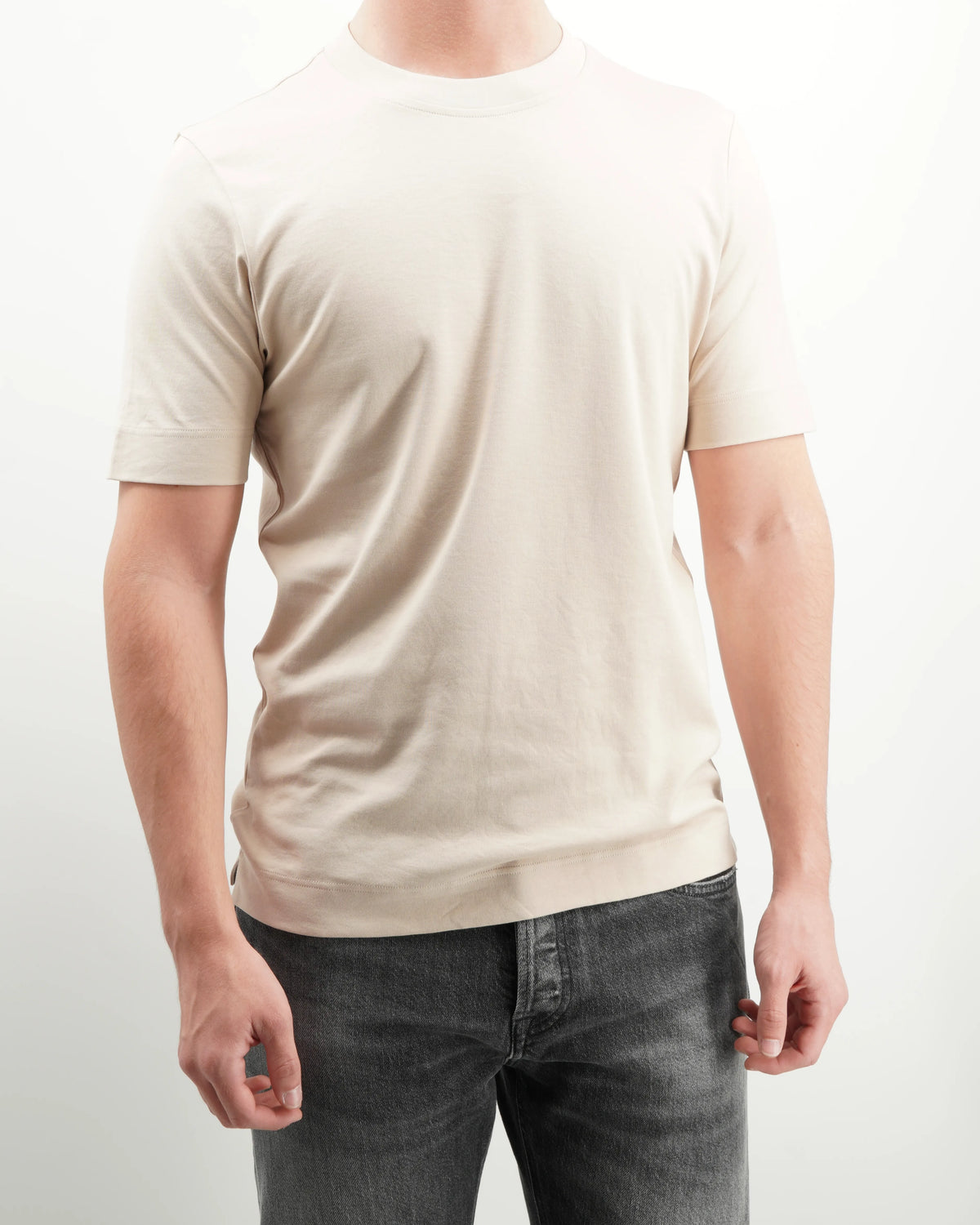 Gran Sasso T-Shirt Pima Cotton Jersey Stretch Beige