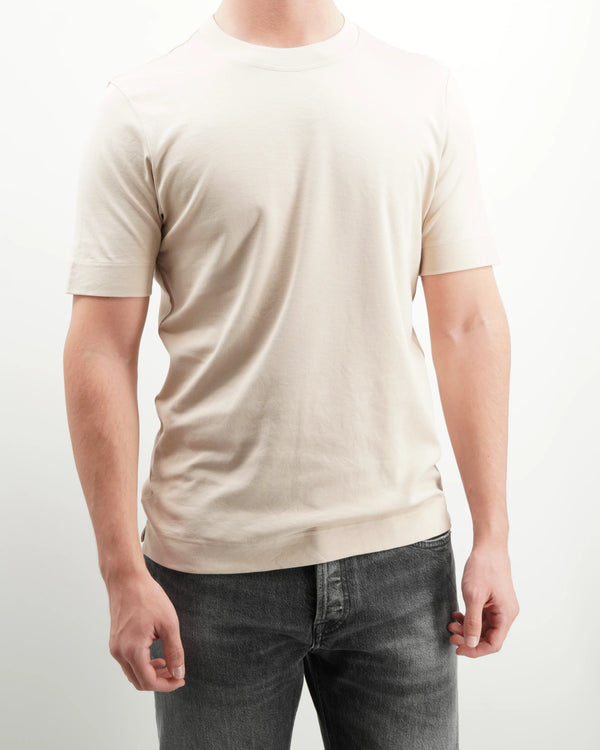 Gran Sasso T-Shirt Pima Cotton Jersey Stretch Beige