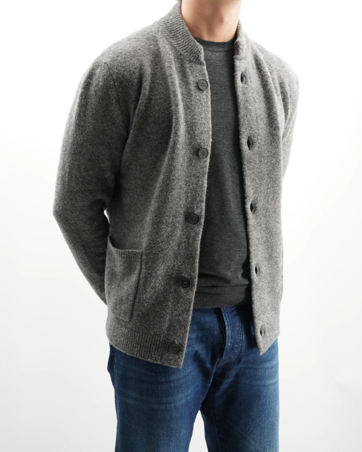 Drumohr Cardigan Brushed Wool Grey