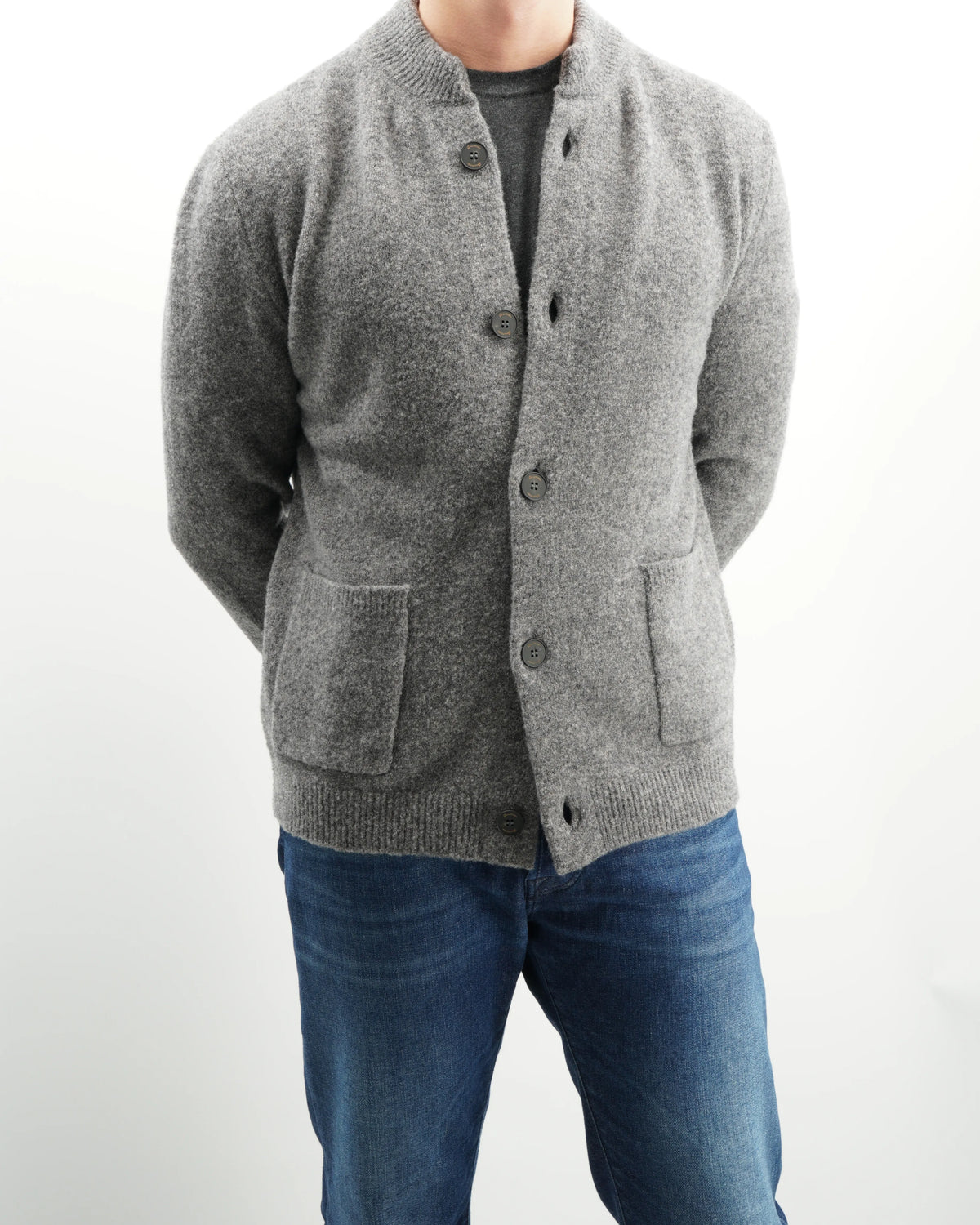 Drumohr Cardigan Brushed Wool Grey