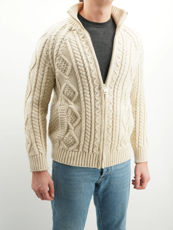 GRP Full Zip Cable Knit Light Beige