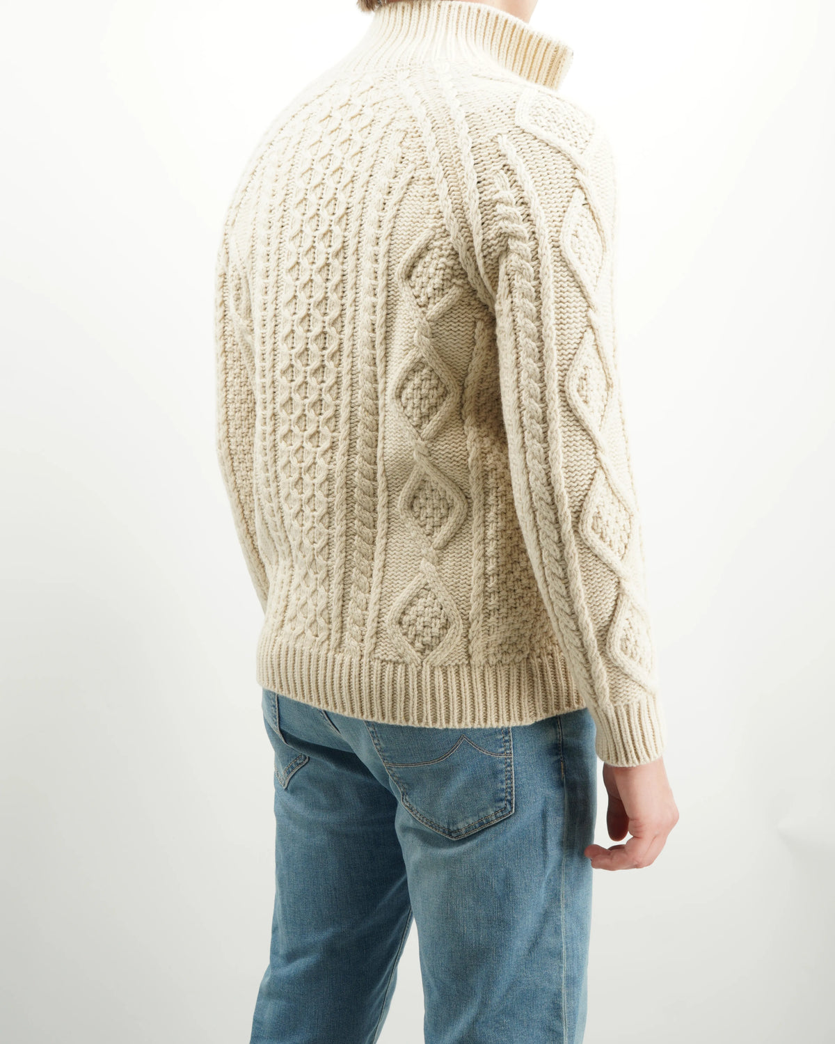 GRP Full Zip Cable Knit Light Beige