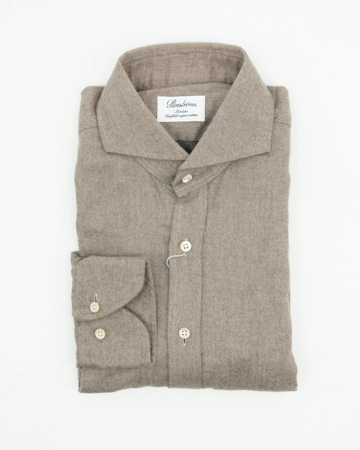 Stenströms Shirt Flannel Slimline Light Brown