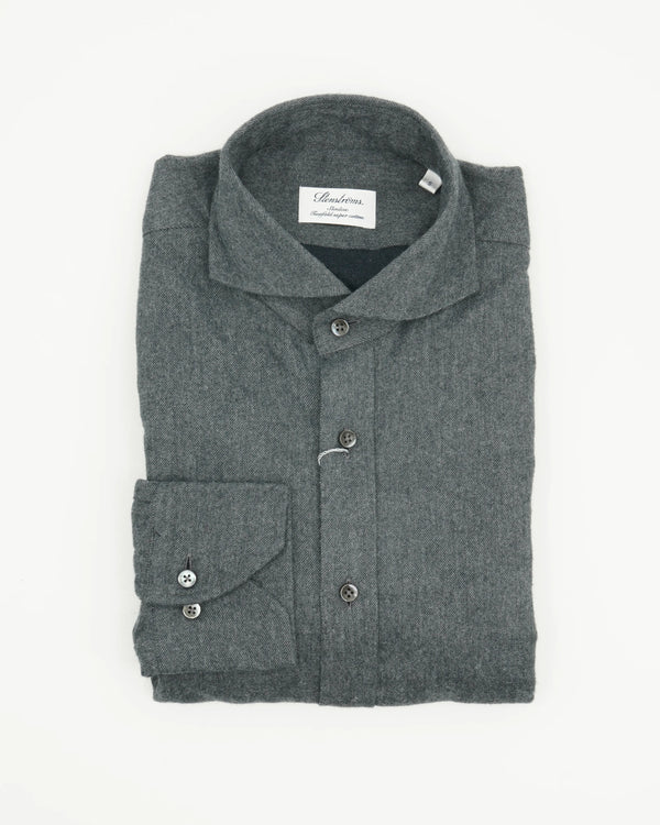 Stenströms Shirt Flannel Slimline Grey