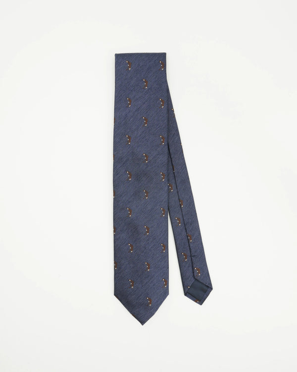 Altea Tie 8cm Silk Cotton Golf Navy