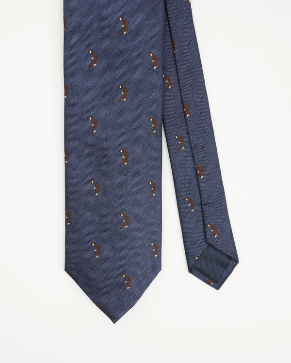 Altea Tie 8cm Silk Cotton Golf Navy