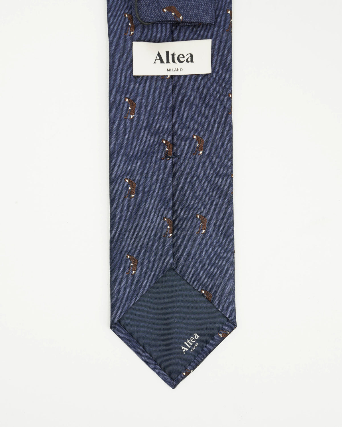 Altea Tie 8cm Silk Cotton Golf Navy