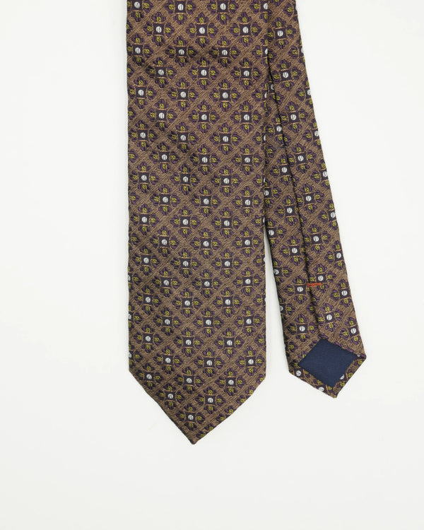 Altea Tie 8cm Silk Cotton Floral Taupe