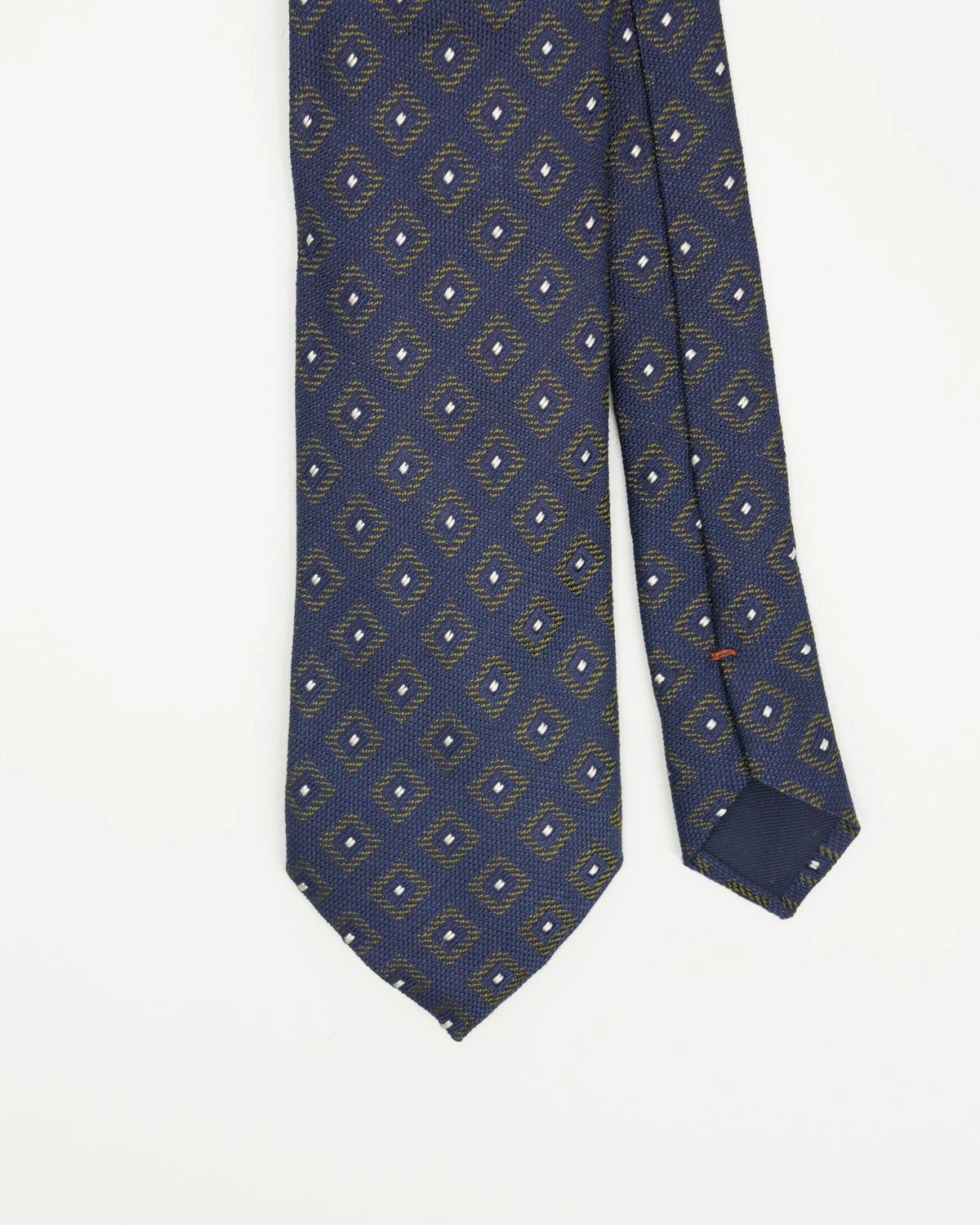 Altea Tie 8cm Pure Silk Medallion Pattern Navy