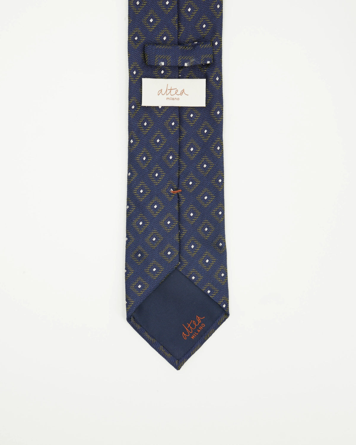 Altea Tie 8cm Pure Silk Medallion Pattern Navy