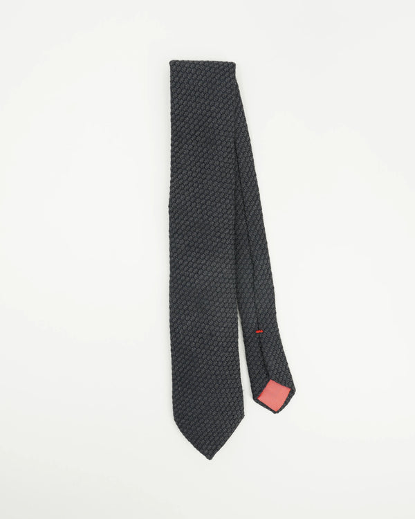 Altea Tie 8cm Wool Silk Heavy Grenadine Pattern Grey