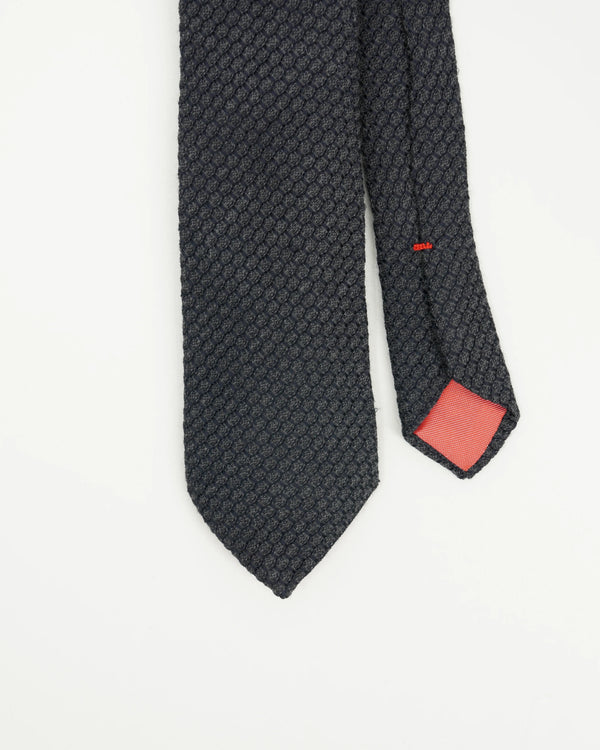 Altea Tie 8cm Wool Silk Heavy Grenadine Pattern Grey