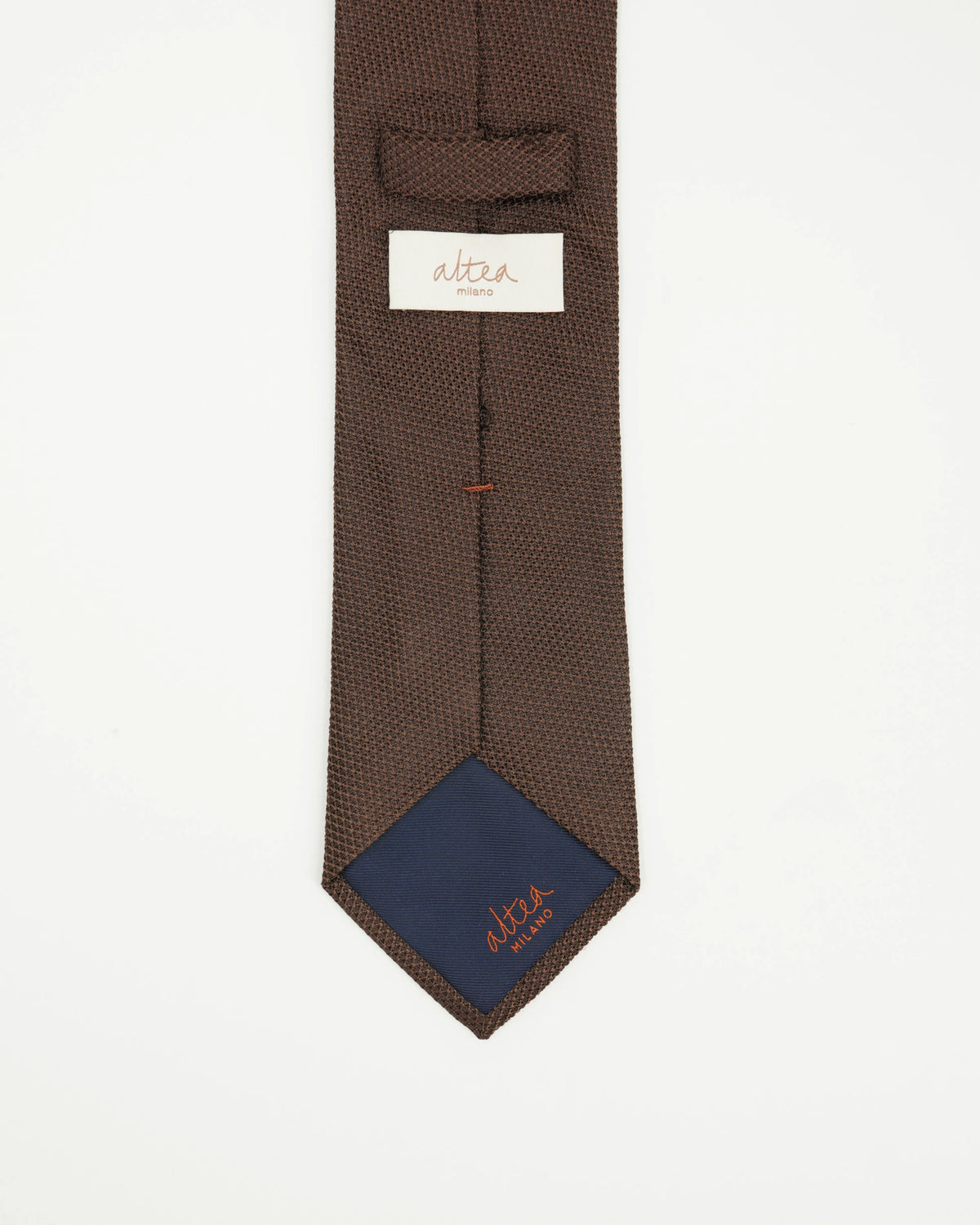 Altea Tie 8cm Pure Silk Grenadine Pattern Brown