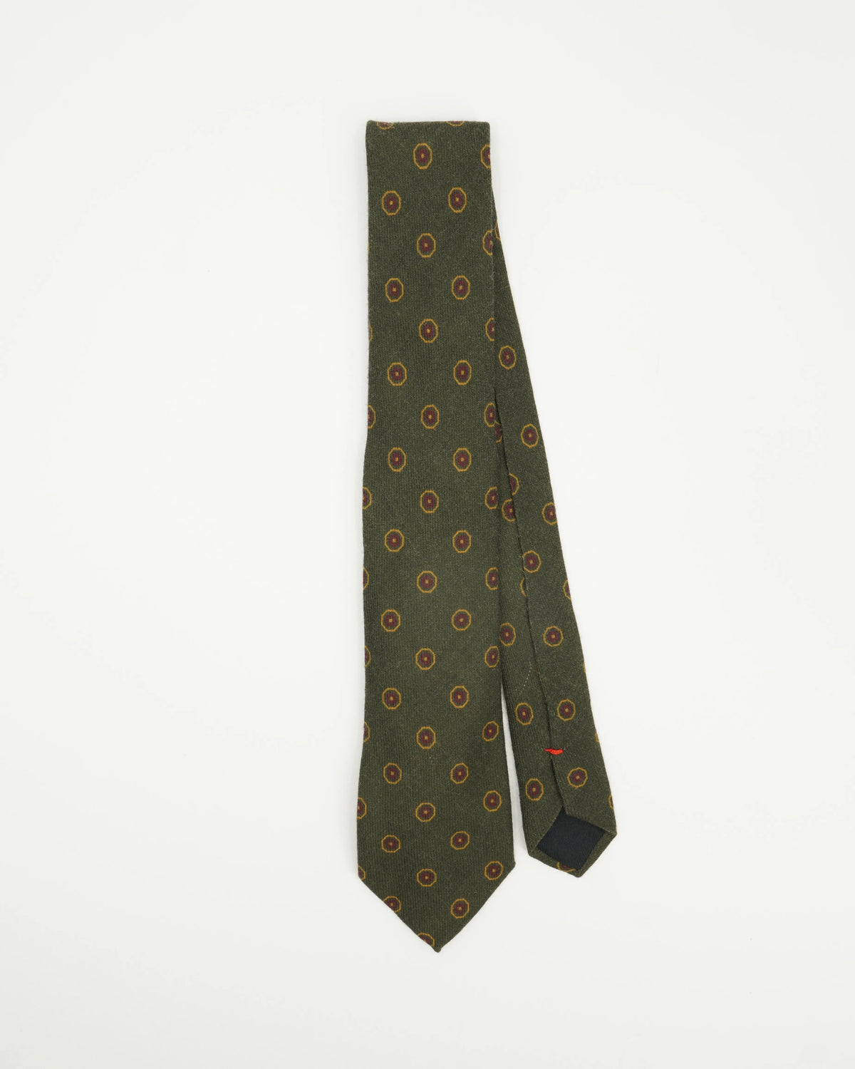 Altea Tie 8cm Pure Wool Circle Pattern Green