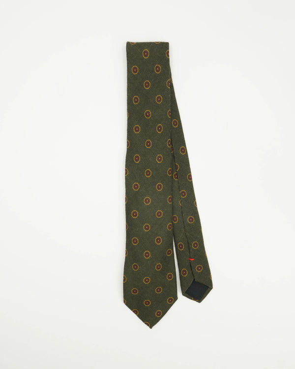 Altea Tie 8cm Pure Wool Circle Pattern Green