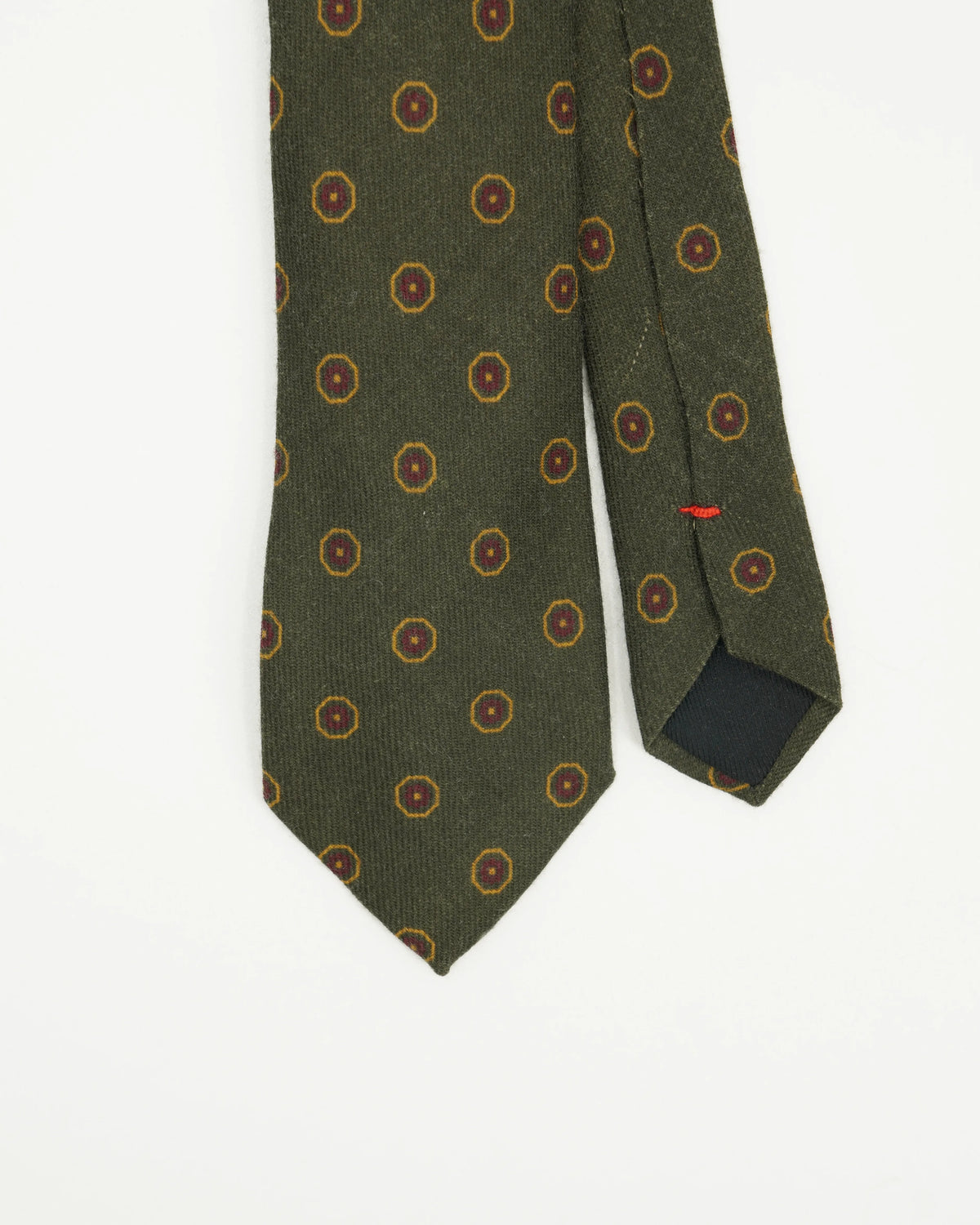 Altea Tie 8cm Pure Wool Circle Pattern Green