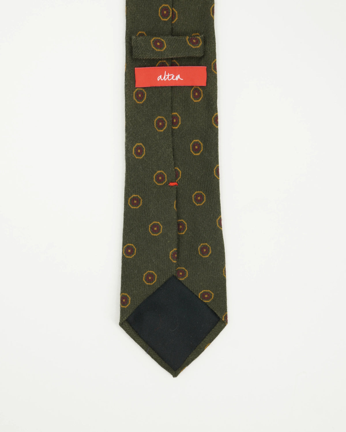 Altea Tie 8cm Pure Wool Circle Pattern Green