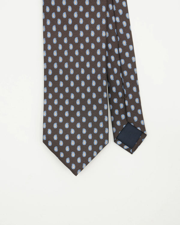Altea Tie 8cm Pure Silk Floral Brown