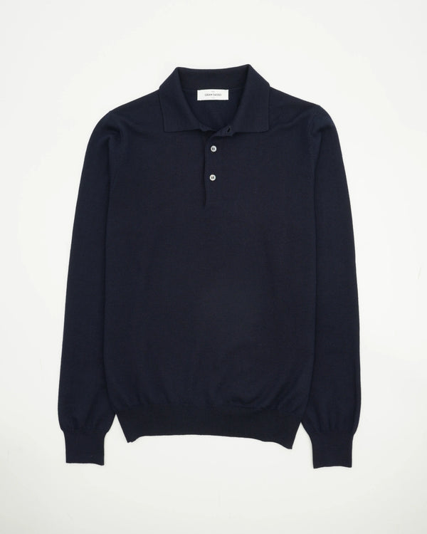 Gran Sasso Polo Shirt Pure Merino Navy