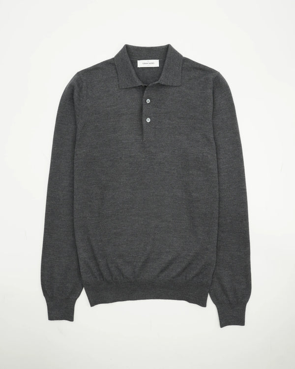 Gran Sasso Polo Shirt Pure Merino Grey
