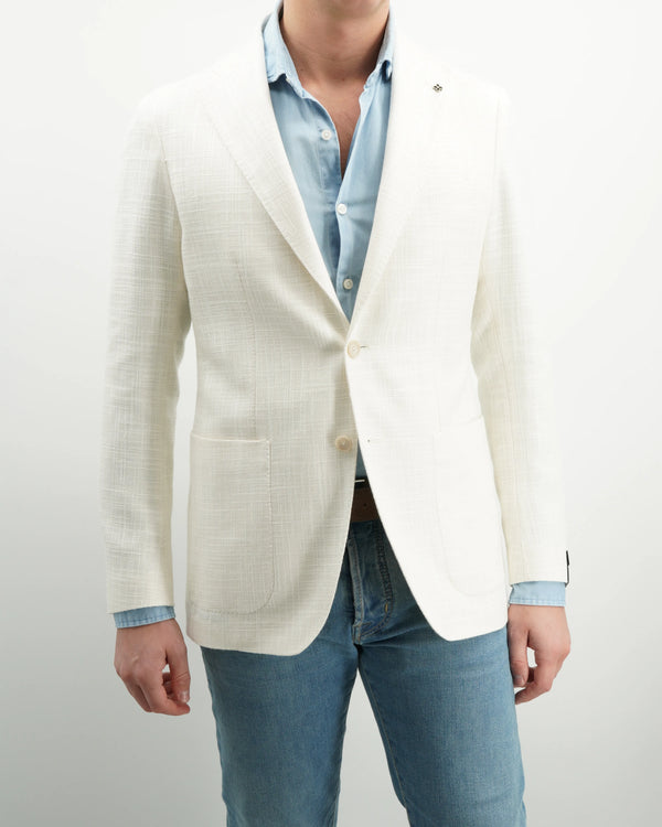 Tagliatore Jacket Cotton Linen Blend Off White