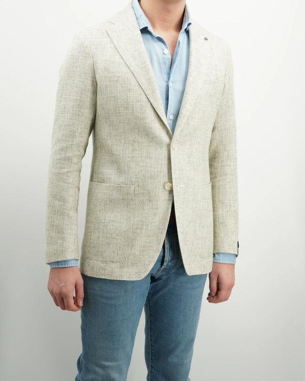 Tagliatore Jacket Cotton Linen Blend Light Green