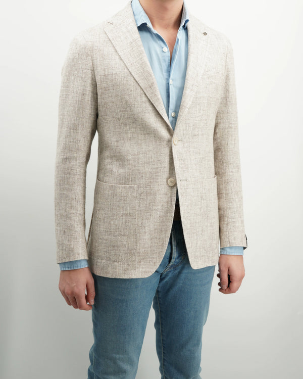 Tagliatore Jacket Cotton Linen Blend Light Brown
