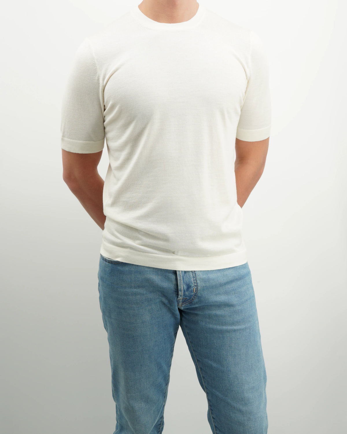 Gran Sasso Knitted T-Shirt Cashmere Silk Off White