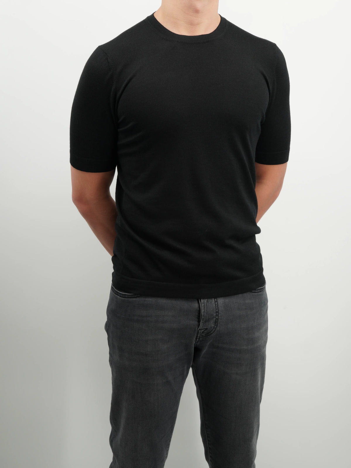 Gran Sasso Knitted T-Shirt Cashmere Silk Black