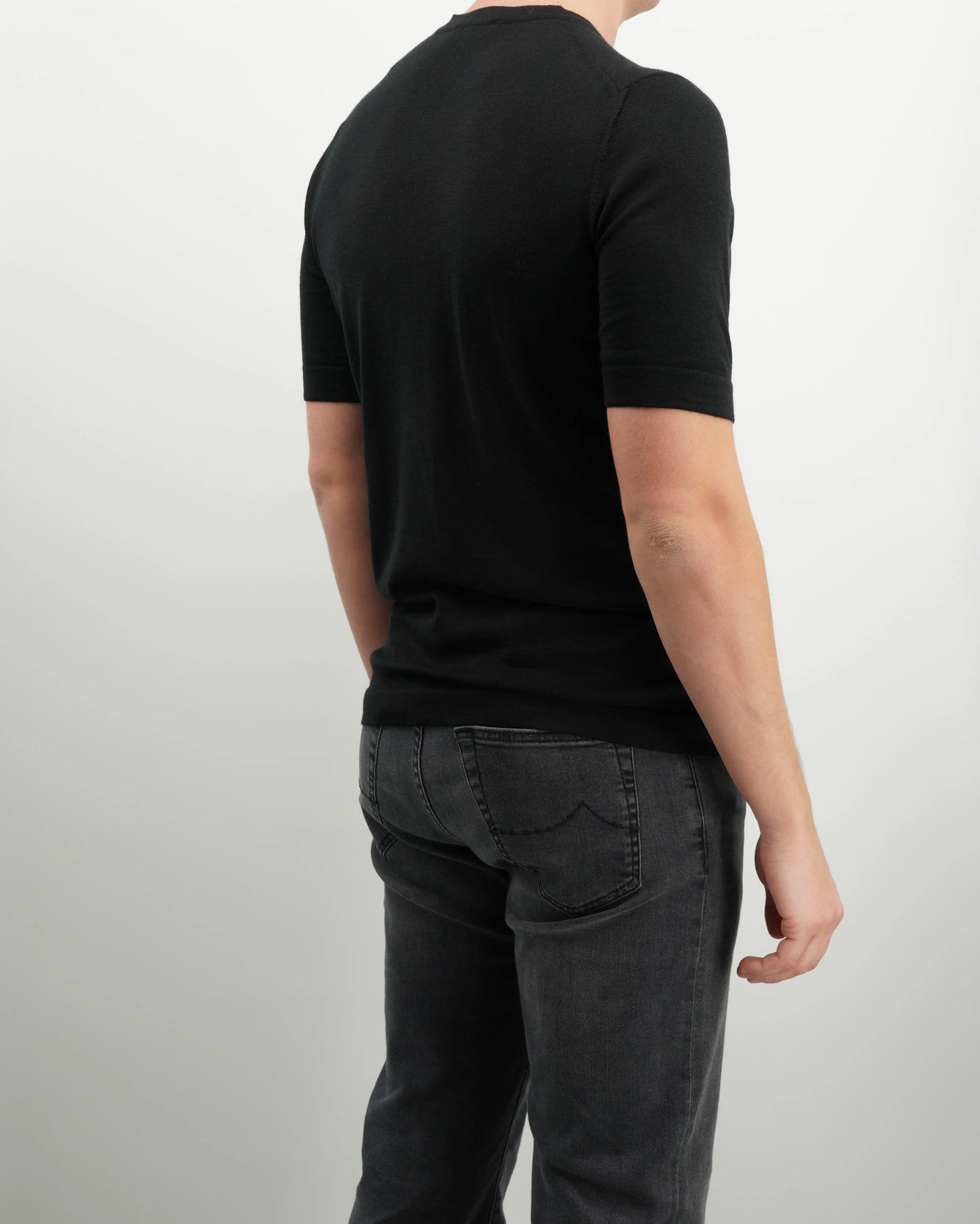 Gran Sasso Knitted T-Shirt Cashmere Silk Black