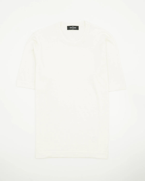 Gran Sasso Knitted T-Shirt Cashmere Silk Off White
