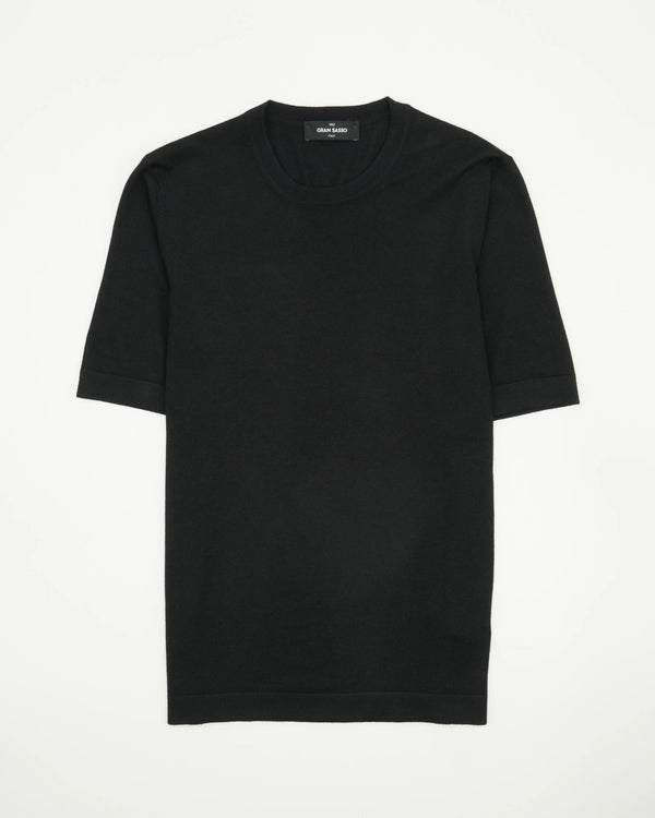 Gran Sasso Knitted T-Shirt Cashmere Silk Black