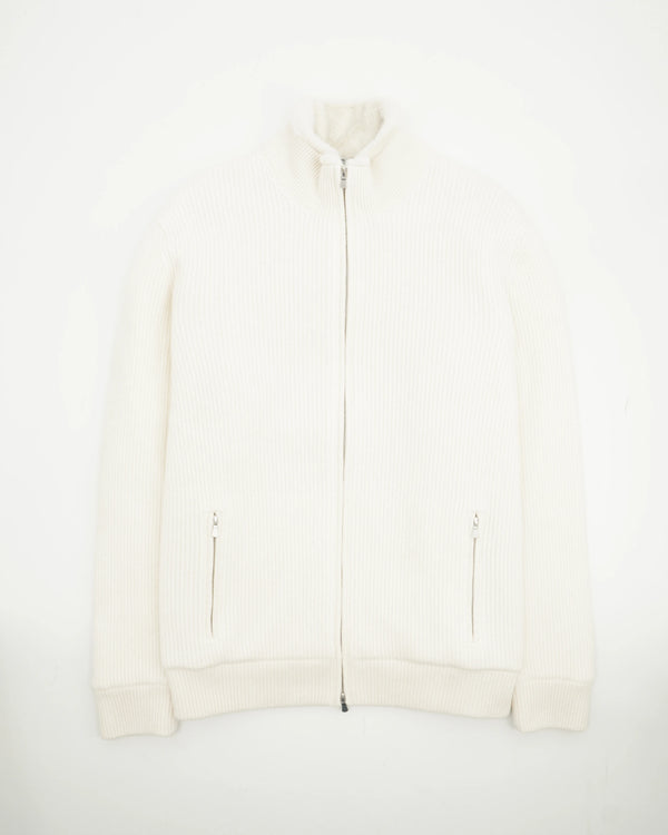 Gran Sasso Blouson Fur Lined Pure Cashmere Off White
