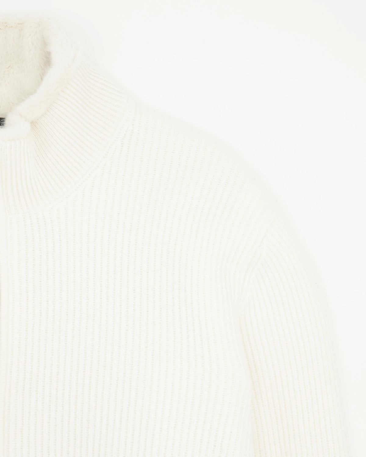 Gran Sasso Blouson Fur Lined Pure Cashmere Off White
