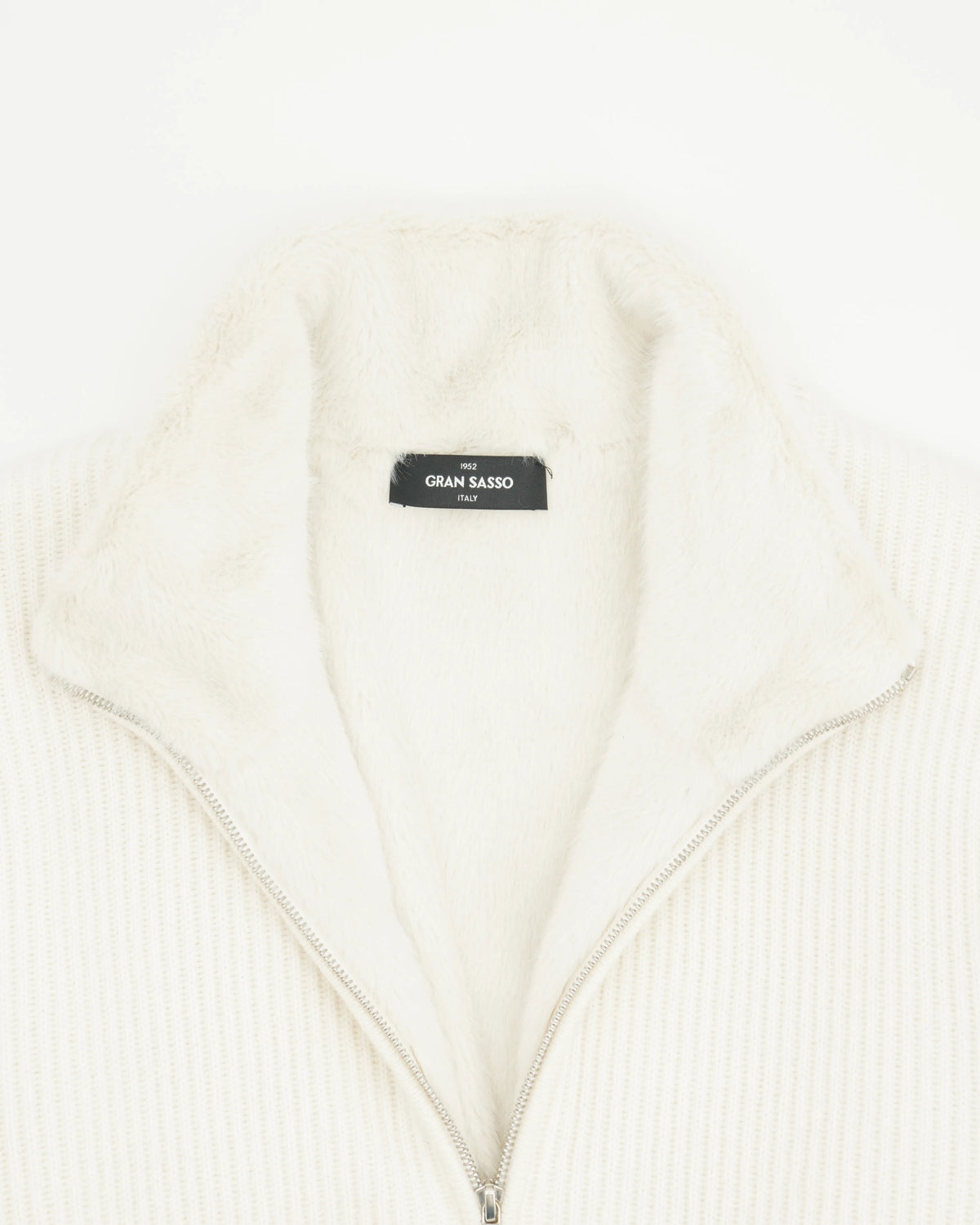 Gran Sasso Blouson Fur Lined Pure Cashmere Off White