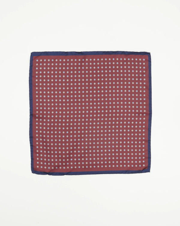 Altea Pocket Square Pure Silk Floral Soft Red